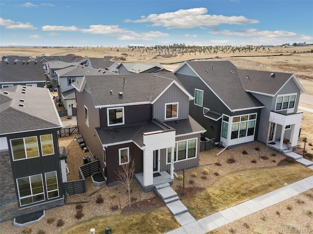 aerial view with a residential view