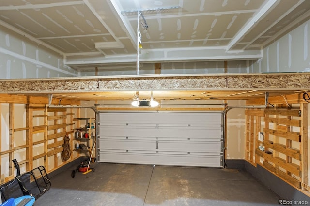 garage with a garage door opener