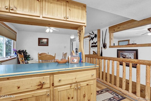 153 Gcr 135, Kremmling, CO 80459 - kitchen with ceiling fan, light wood-style flooring, and light brown cabinetry