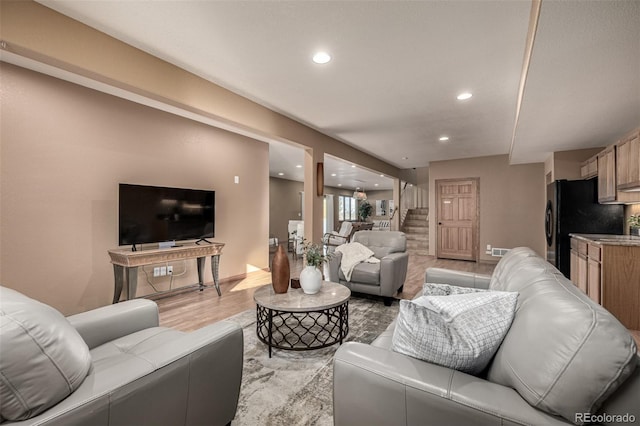 living room featuring light hardwood / wood-style flooring