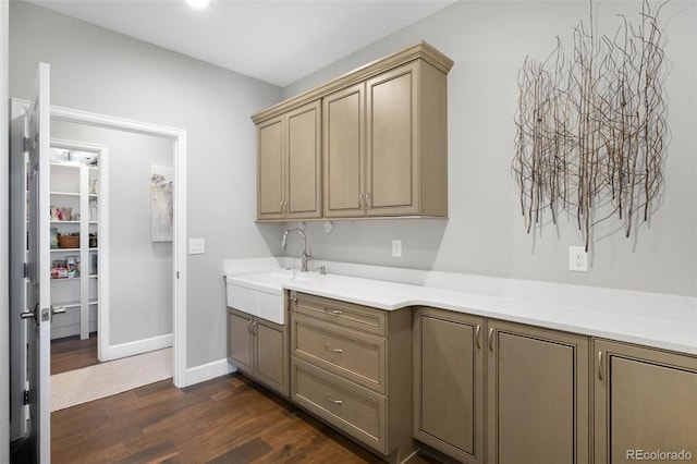 10914 Remmick Ridge Rd, Parker, CO 80134 - bar with dark wood-style floors, a sink, and baseboards