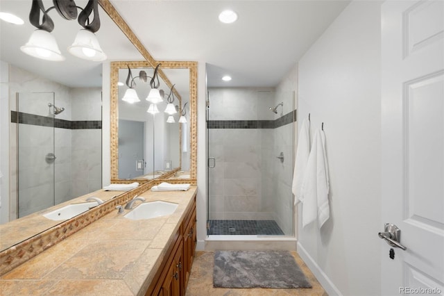 10914 Remmick Ridge Rd, Parker, CO 80134 - full bath with a stall shower, vanity, and recessed lighting