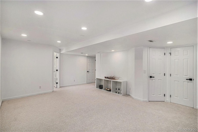 17174 E Rosebay Cir, Parker, CO 80134 - finished below grade area featuring light colored carpet and recessed lighting