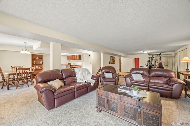 10433 Red Mtn W, Littleton, CO 80127 - living room featuring light colored carpet and a textured ceiling