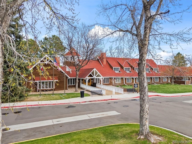 view of road featuring sidewalks and curbs