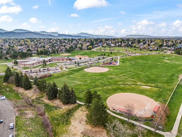 aerial view with a mountain view