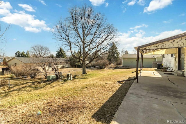 view of yard featuring a patio and a fenced backyard