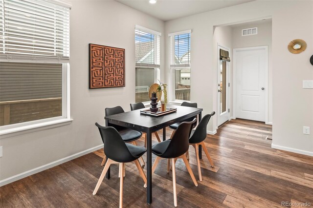 315 Zeppelin Way, Fort Collins, CO 80524 - dining space featuring baseboards, wood finished floors, and recessed lighting