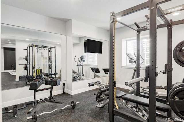 6037 N Netherland Ct, Aurora, CO 80019 - exercise room with baseboards and recessed lighting
