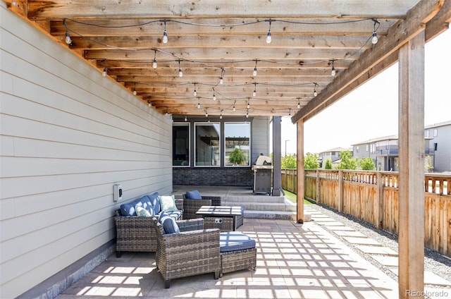 6037 N Netherland Ct, Aurora, CO 80019 - view of patio / terrace with a fenced backyard and a pergola