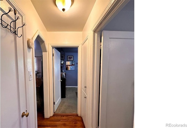 hall featuring dark hardwood / wood-style flooring