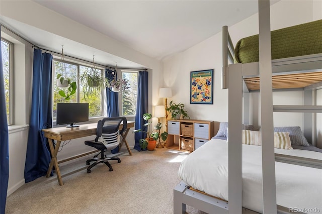 1501 Point Dr Unit 202, Frisco, CO 80443 - bedroom with carpet, vaulted ceiling, and a desk