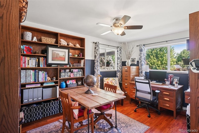 13140 W 15th Dr, Golden, CO 80401 - home office with ceiling fan and wood finished floors