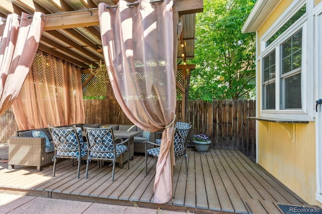 wooden terrace with fence