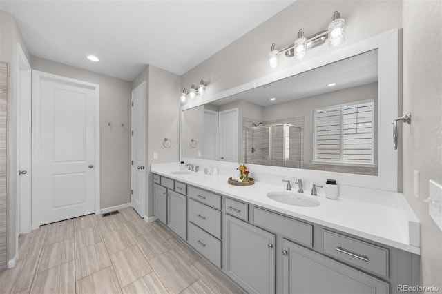 3575 White Rose Loop, Castle Rock, CO 80108 - full bathroom featuring double vanity and a stall shower