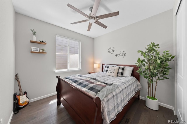 3575 White Rose Loop, Castle Rock, CO 80108 - bedroom with baseboards, wood finished floors, ceiling fan, and a closet