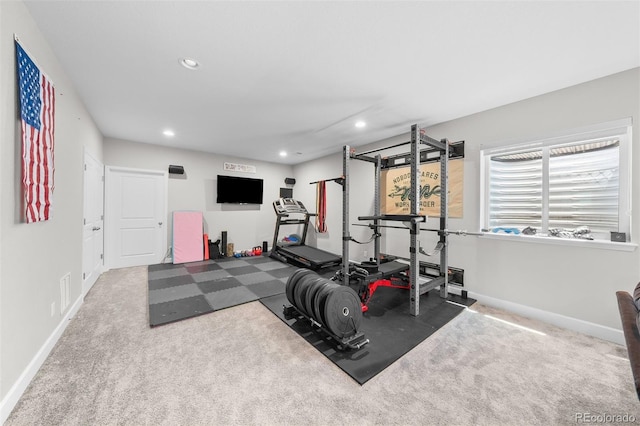 3575 White Rose Loop, Castle Rock, CO 80108 - workout area with recessed lighting, baseboards, and carpet