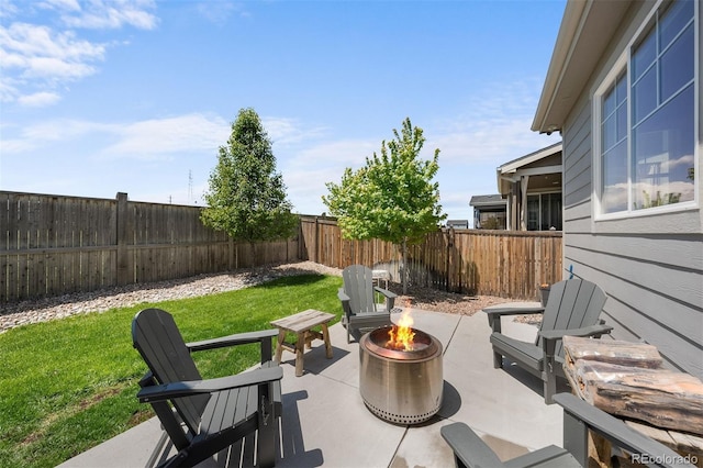 3575 White Rose Loop, Castle Rock, CO 80108 - view of patio featuring a fire pit