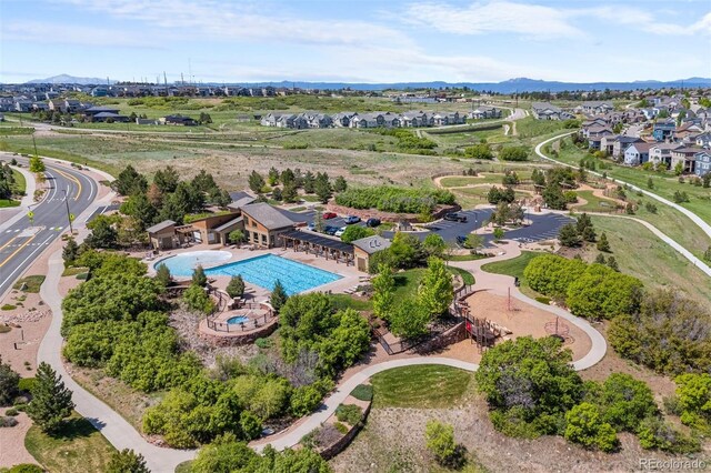 3575 White Rose Loop, Castle Rock, CO 80108 - aerial perspective of suburban area with a pool
