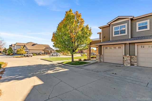 exterior space with a garage