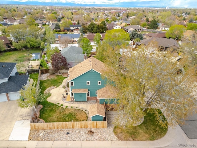 drone / aerial view featuring a residential view