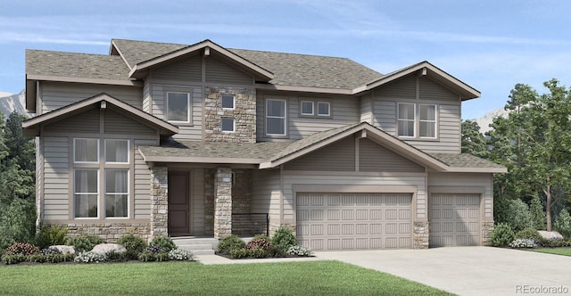 view of front of house with a garage and a front yard