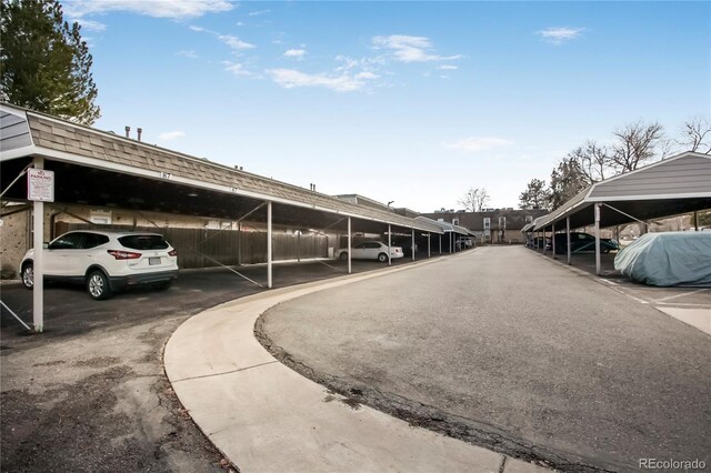 view of covered parking lot