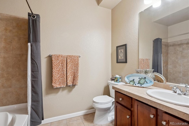 7865 Vallagio Ln Unit 207, Englewood, CO 80112 - full bathroom with vanity, tile patterned floors, and shower / bath combo with shower curtain