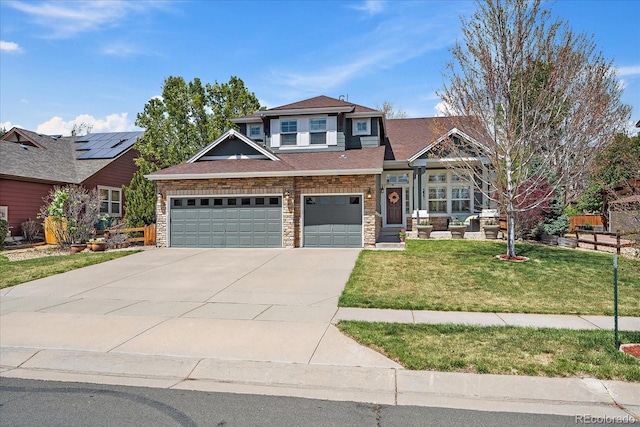 2861 Madison Ln, Broomfield, CO 80023 - view of front of property with driveway, stone siding, and roof with shingles