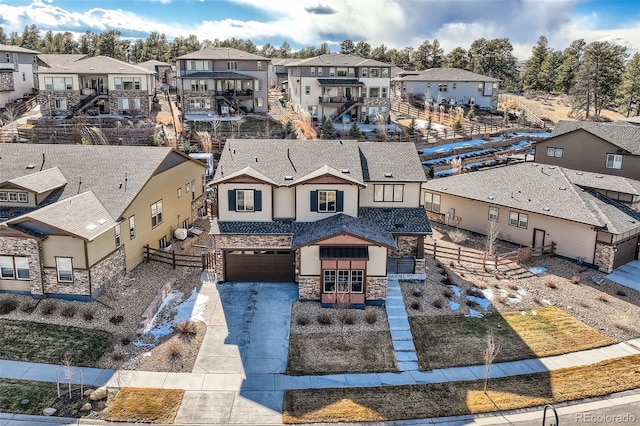 bird's eye view with a residential view