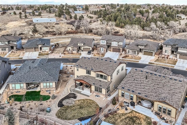 drone / aerial view with a residential view