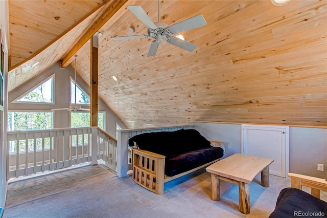 362 Kite Ct, Jefferson, CO 80456 - living area with a ceiling fan, carpet floors, and wooden ceiling