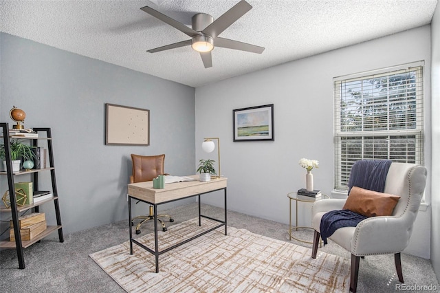 360 S Estes St Unit C, Lakewood, CO 80228 - office space with carpet floors, ceiling fan, and a textured ceiling
