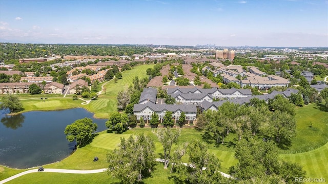 2945 W Riverwalk Cir Unit B, Littleton, CO 80123 - aerial view of property and surrounding area with a nearby body of water, nearby suburban area, and a golf club