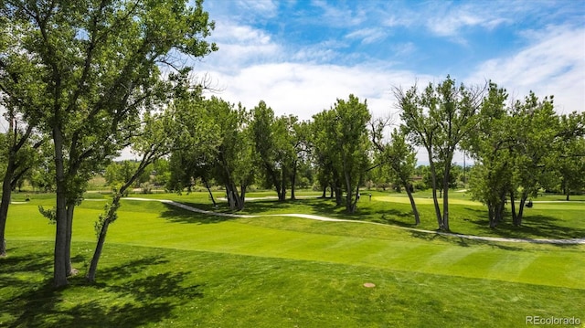 2945 W Riverwalk Cir Unit B, Littleton, CO 80123 - surrounding community with a lawn and view of golf course