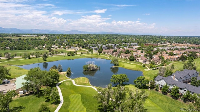 2945 W Riverwalk Cir Unit B, Littleton, CO 80123 - aerial perspective of suburban area featuring a water and mountain view and a golf club