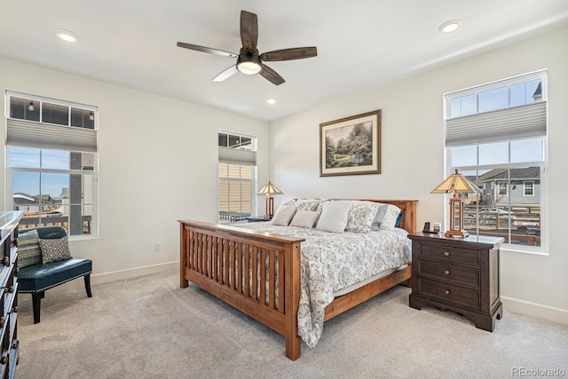 bedroom featuring recessed lighting, baseboards, and carpet floors