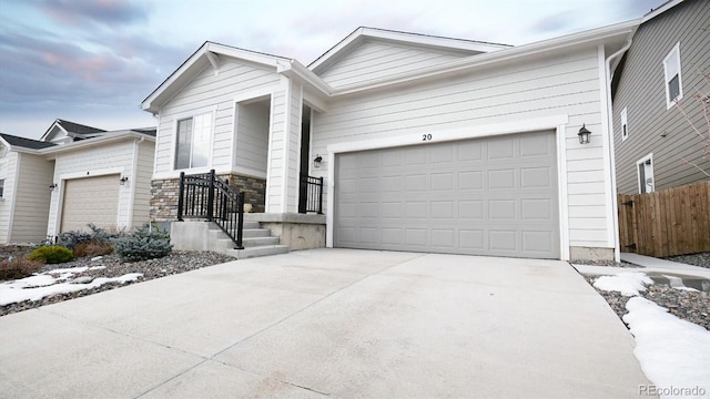 view of front facade with a garage