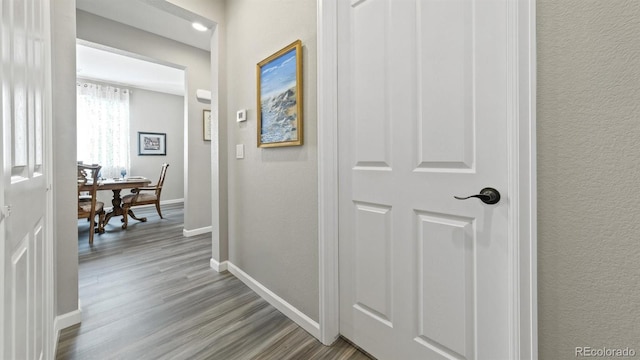 corridor featuring light hardwood / wood-style flooring