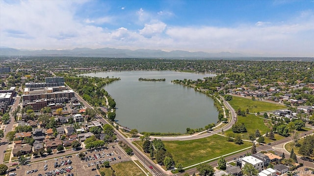 1372 Lowell Blvd Unit 1, Denver, CO 80204 - aerial view of property's location featuring a water and mountain view