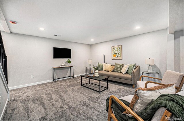 6032 Estes St, Arvada, CO 80004 - carpeted living room with recessed lighting and baseboards