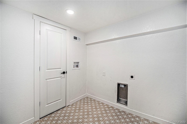 6032 Estes St, Arvada, CO 80004 - laundry area featuring electric dryer hookup, light flooring, hookup for a washing machine, and recessed lighting