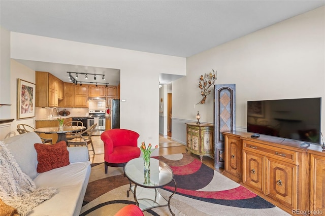 9320 E Center Ave Unit 4B, Denver, CO 80247 - living area with rail lighting