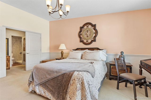 9320 E Center Ave Unit 4B, Denver, CO 80247 - bedroom featuring light carpet and a chandelier