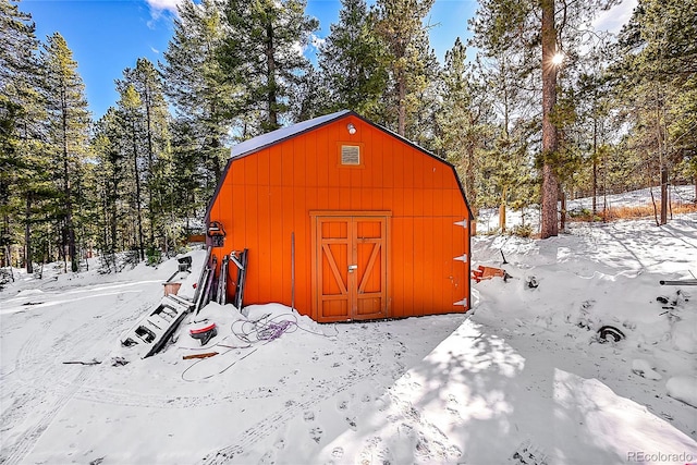 view of snow covered structure