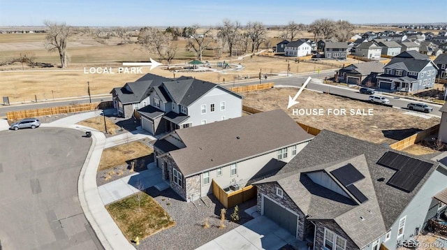 bird's eye view featuring a residential view