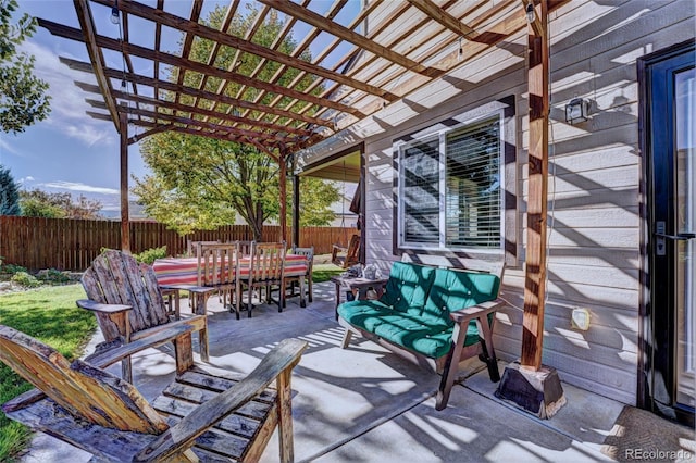 view of patio / terrace featuring a pergola