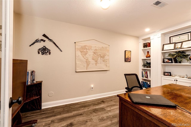34942 Wagon Wheel Trl, Elizabeth, CO 80107 - office space featuring dark wood-style flooring and baseboards
