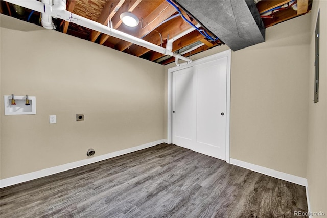 1980 S Kearney Way, Denver, CO 80224 - washroom with hookup for an electric dryer, hookup for a washing machine, and wood finished floors