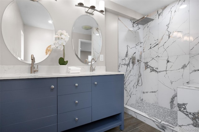 1295 Elm St, Denver, CO 80220 - full bath with double vanity and a marble finish shower
